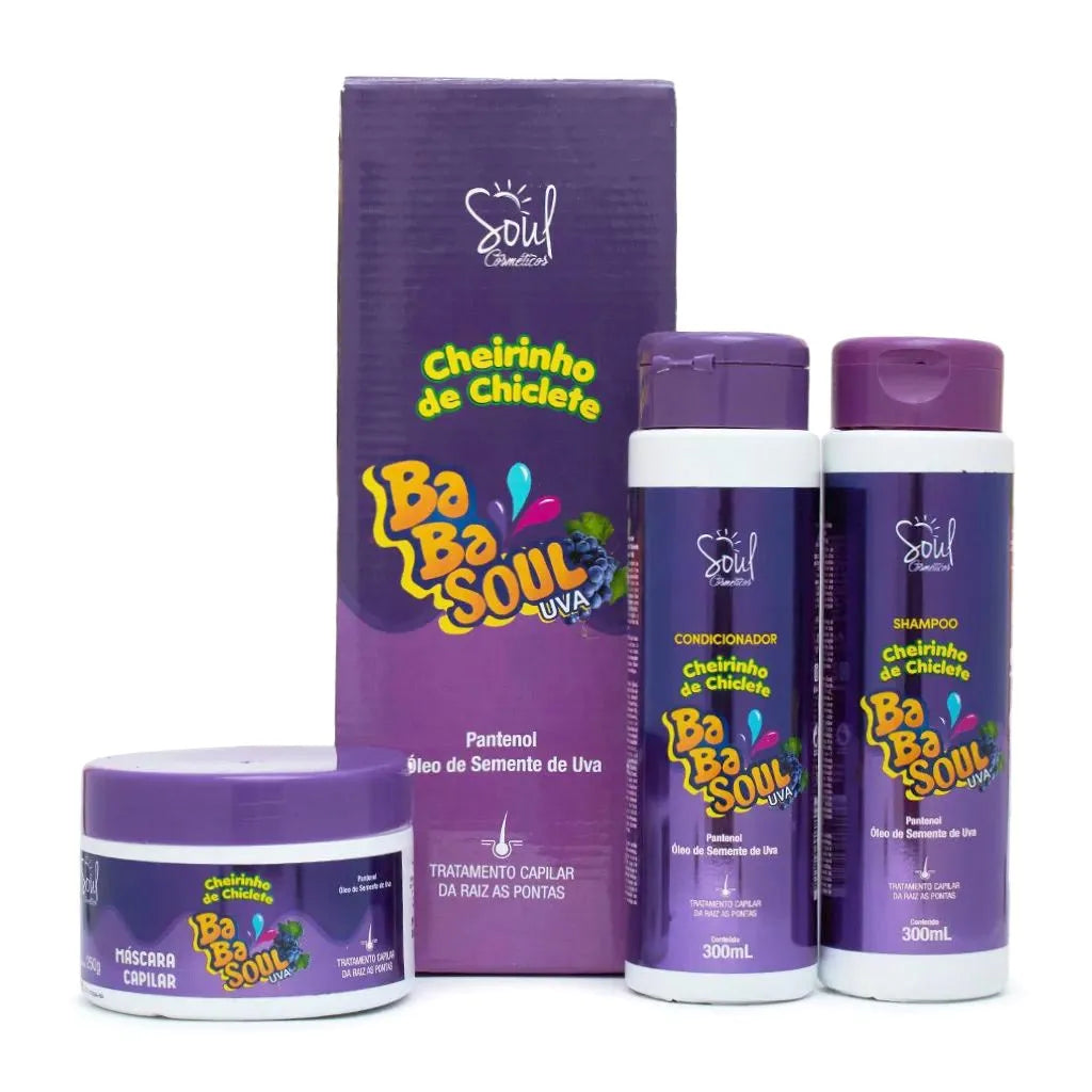 Kit Capilar Babasoul Soul Cosmetics Shampoo + Condicionador + Máscara Uva