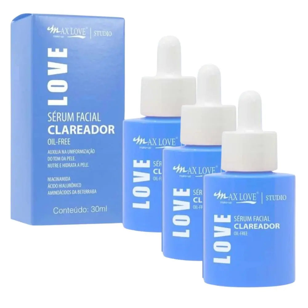 Kit com 3 Séruns Faciais Clareadores Oil-Free Max Love