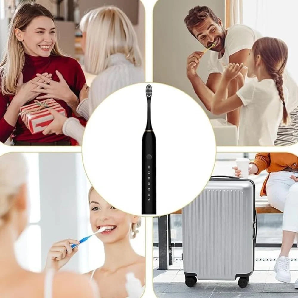 Escova de Dentes Elétrica Sônica IPX7 com 4 Refis