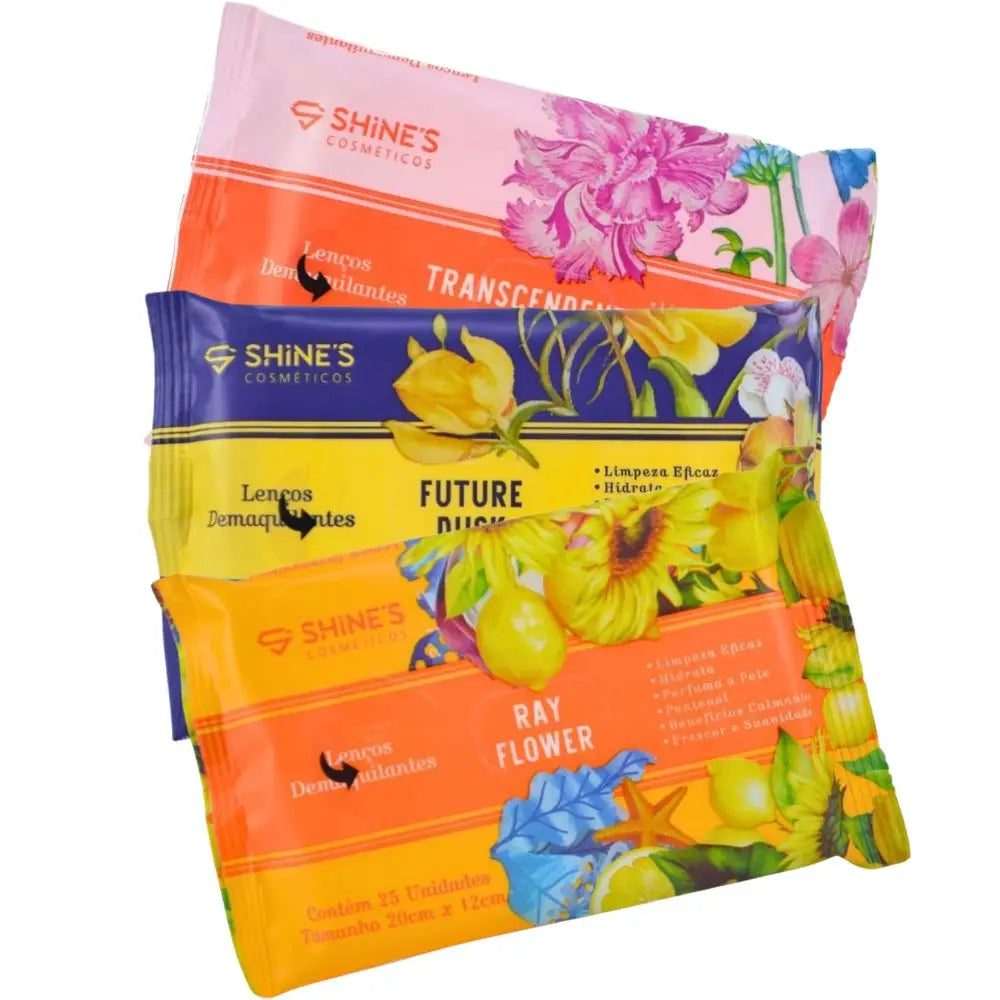 Kit com 3 Lenços Demaquilantes Faciais Shines