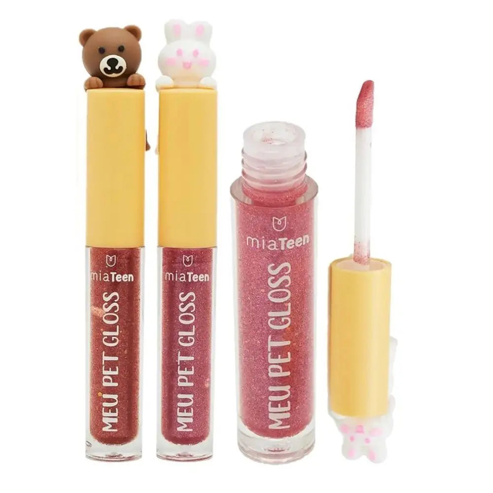 Kit com 2 Lip Gloss Hidratantes My Pet Mia Make