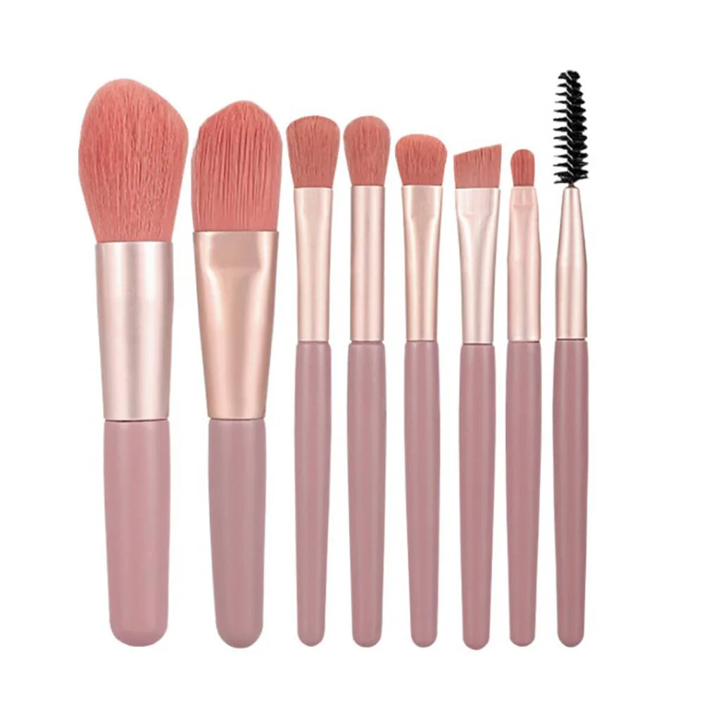 Kit com 8 Pincéis de Maquiagem com Estojo Transparente