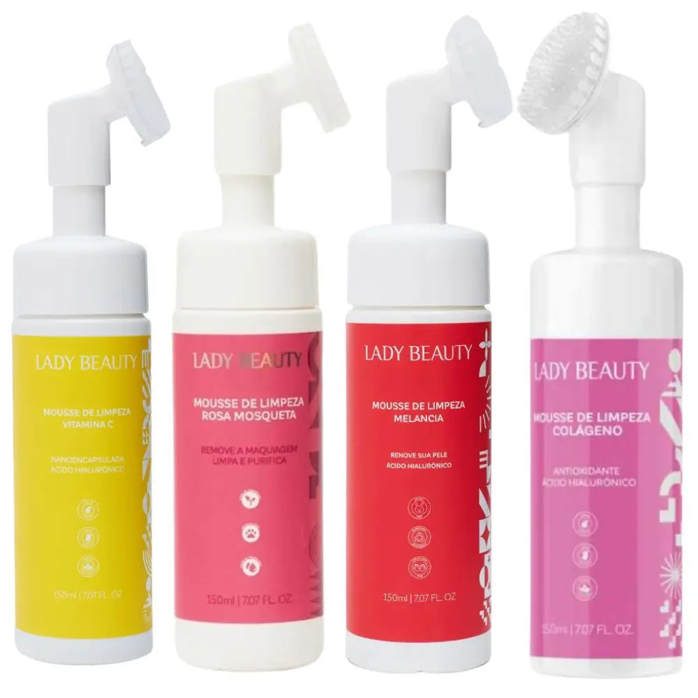 Kit com 4 Mousses de Limpeza Facial Lady Beauty