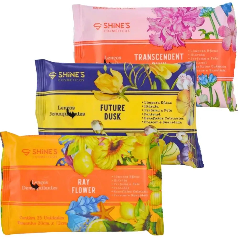 Kit com 3 Lenços Demaquilantes Faciais Shines