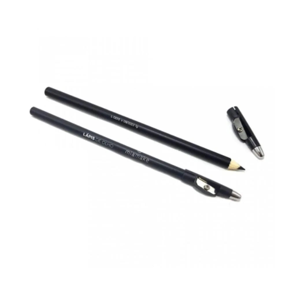 Kit com 12 Lápis de Olho Preto Mia Make 282 com Apontador
