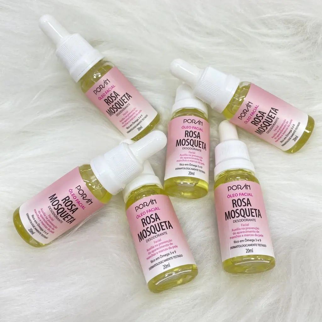 Kit com 3 Óleos Faciais de Rosa Mosqueta Vegano Porán 20ml
