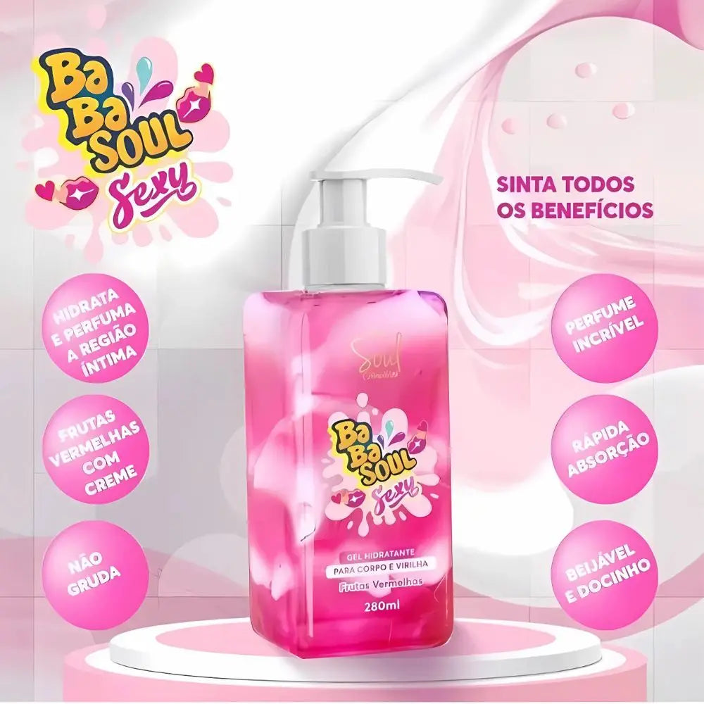 Kit com 4 Géis Hidratantes Corporais e Íntimos Babasoul Soul Cosmetics