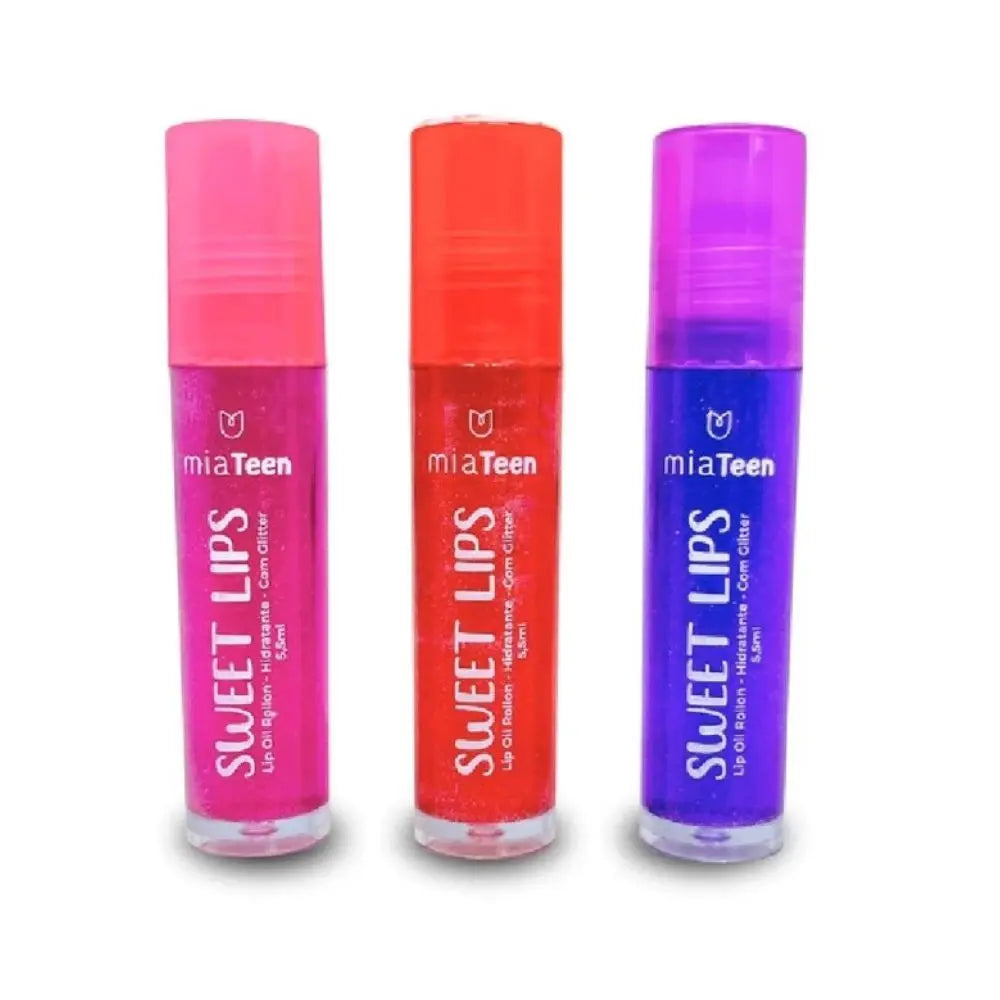 Kit com 3 Lip Oils Roll-On Sweet Lips Mia Make