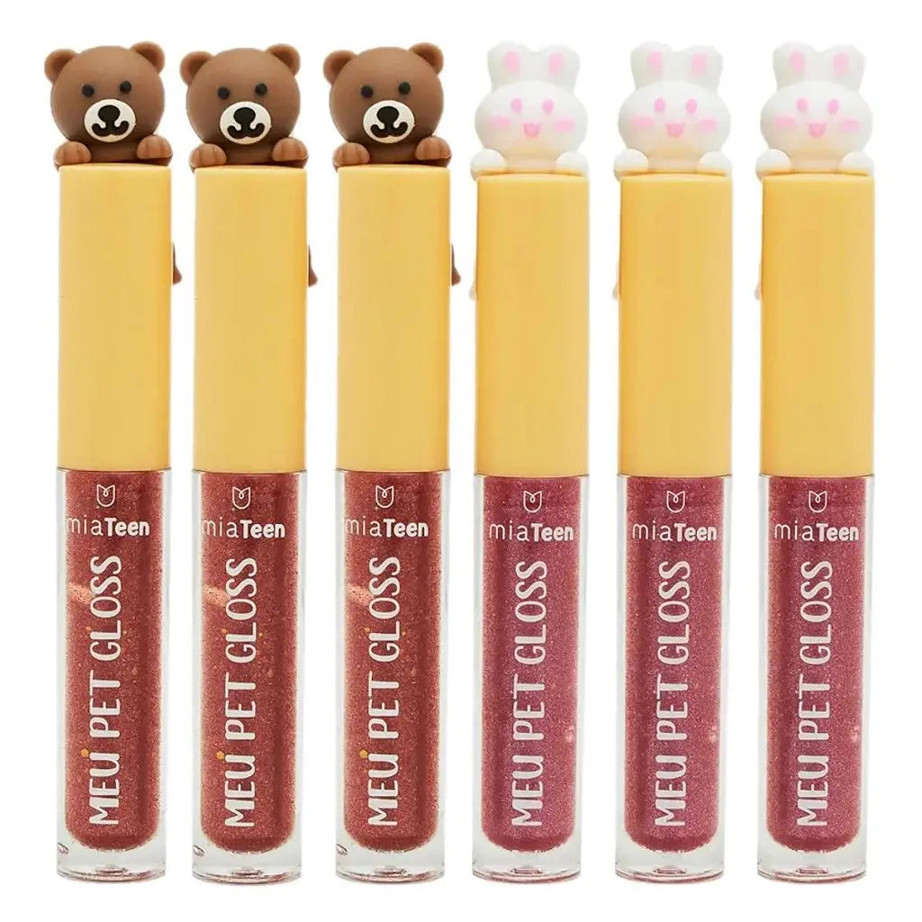 Kit com 2 Lip Gloss Hidratantes My Pet Mia Make
