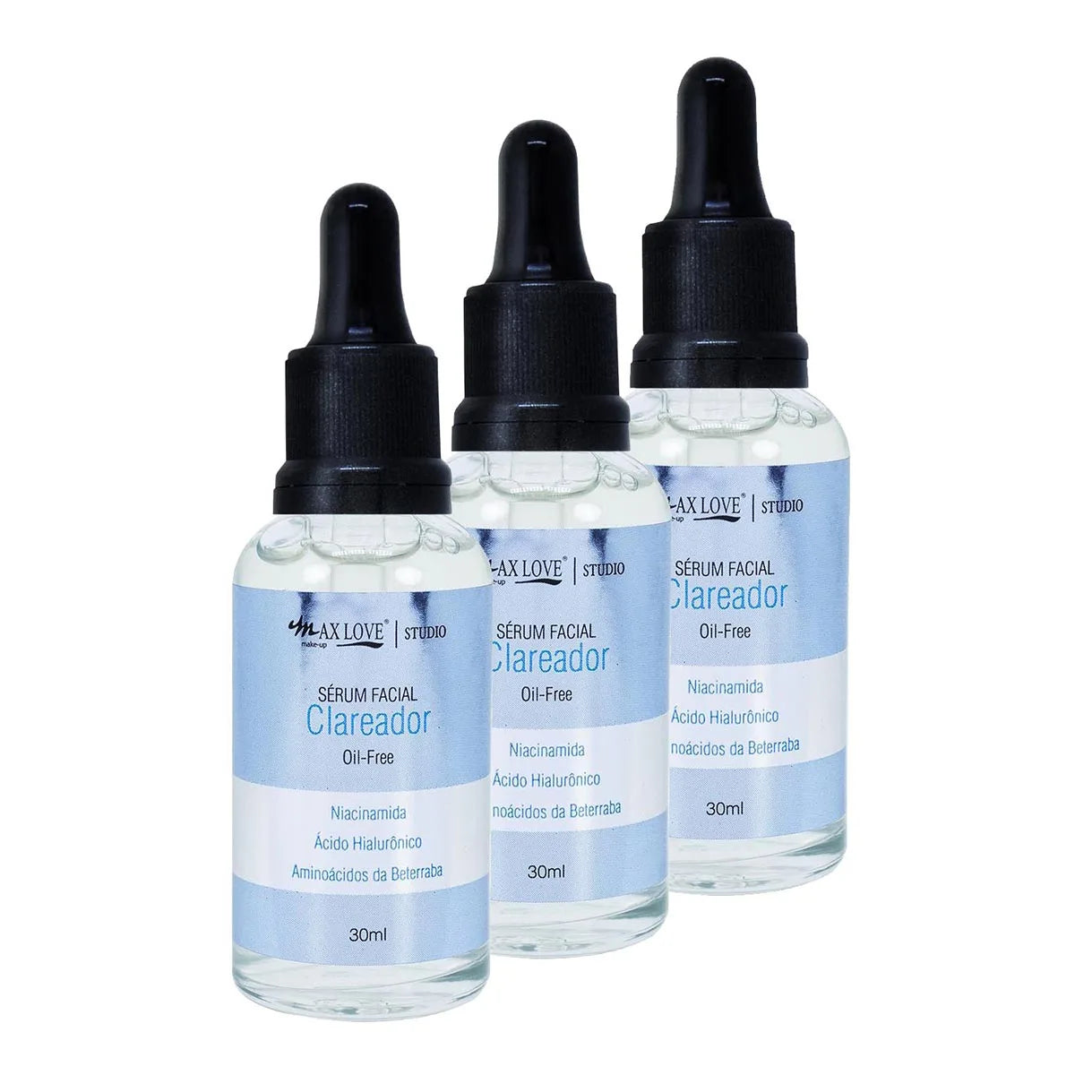 Kit com 3 Séruns Faciais Clareadores Oil-Free Max Love