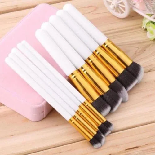 Kit com 10 Pincéis Profissionais Kabuki para Maquiagem