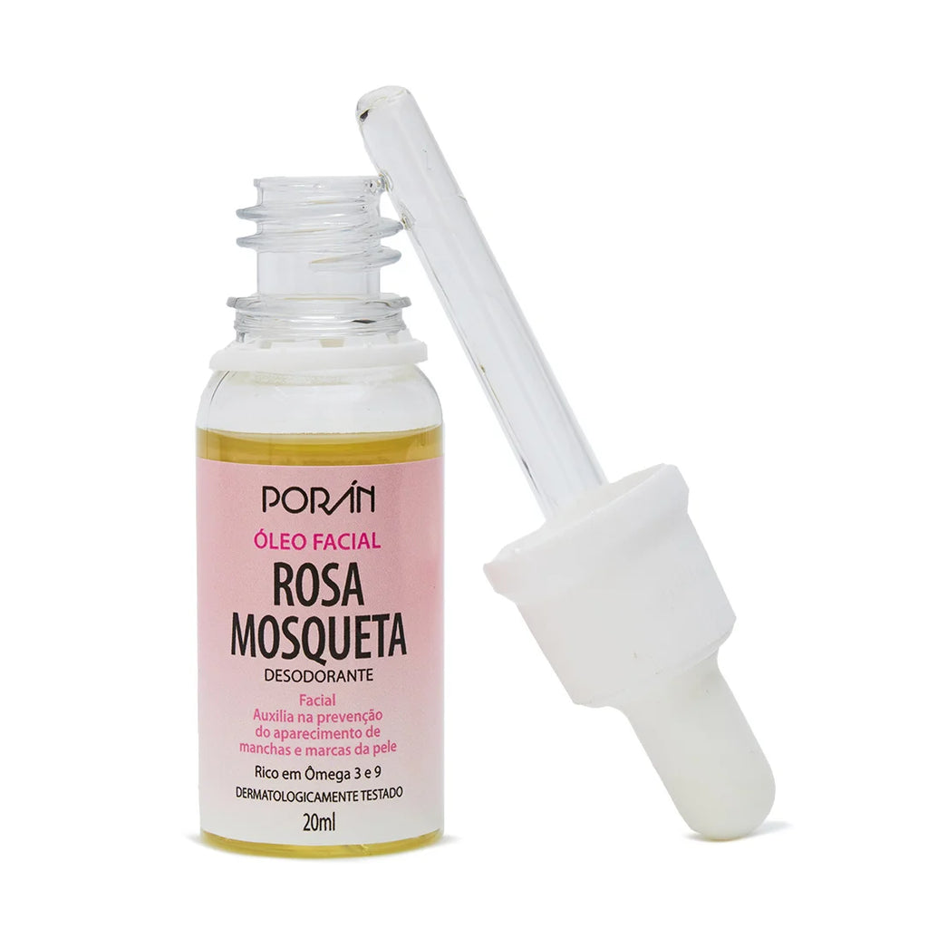 Kit com 3 Óleos Faciais de Rosa Mosqueta Vegano Porán 20ml