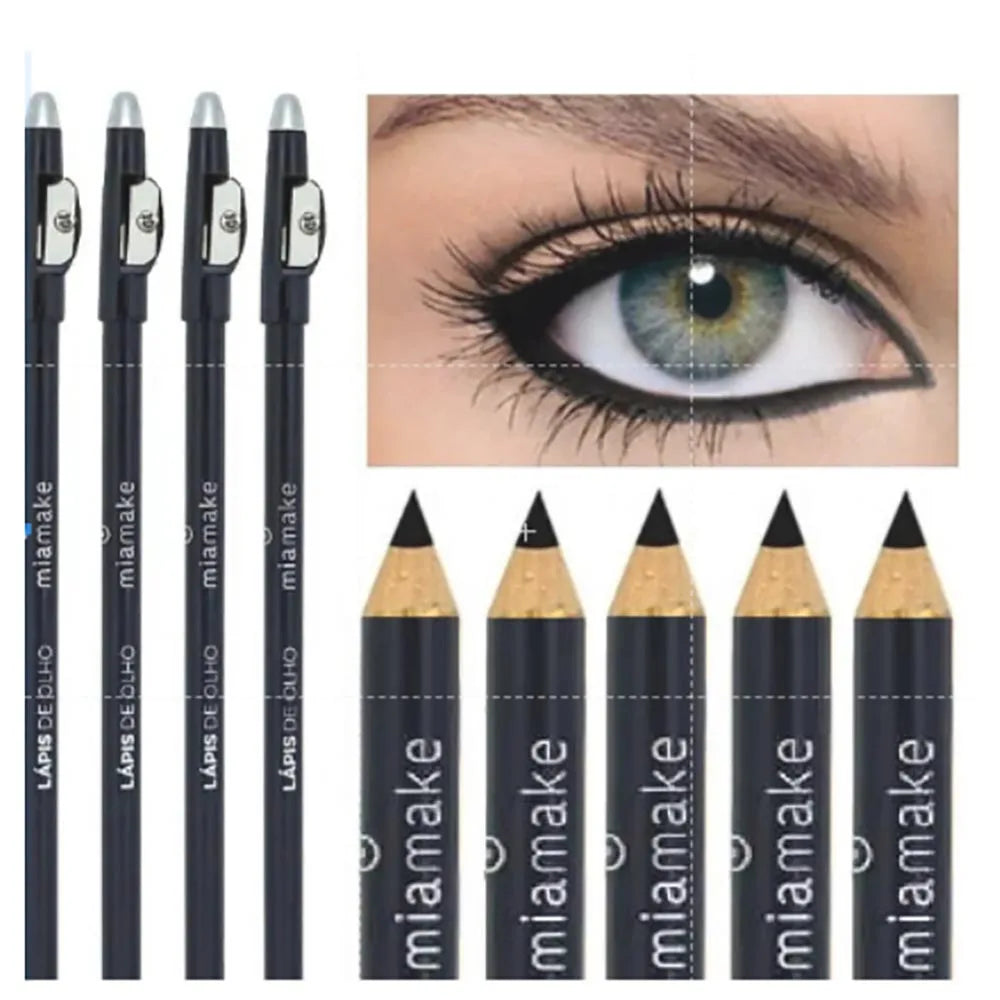 Kit com 12 Lápis de Olho Preto Mia Make 282 com Apontador