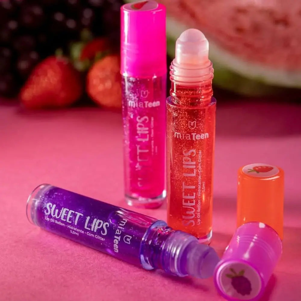 Kit com 3 Lip Oils Roll-On Sweet Lips Mia Make