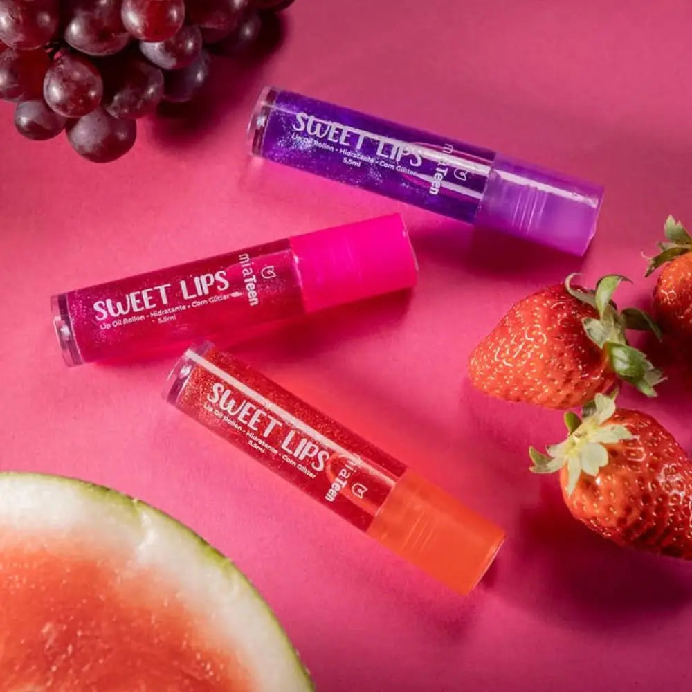 Kit com 3 Lip Oils Roll-On Sweet Lips Mia Make